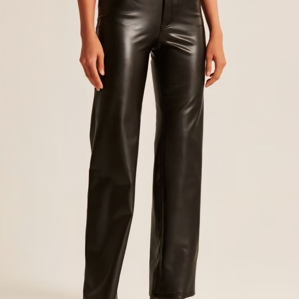 Abercrombie & Fitch Black Flare Leather Jeans